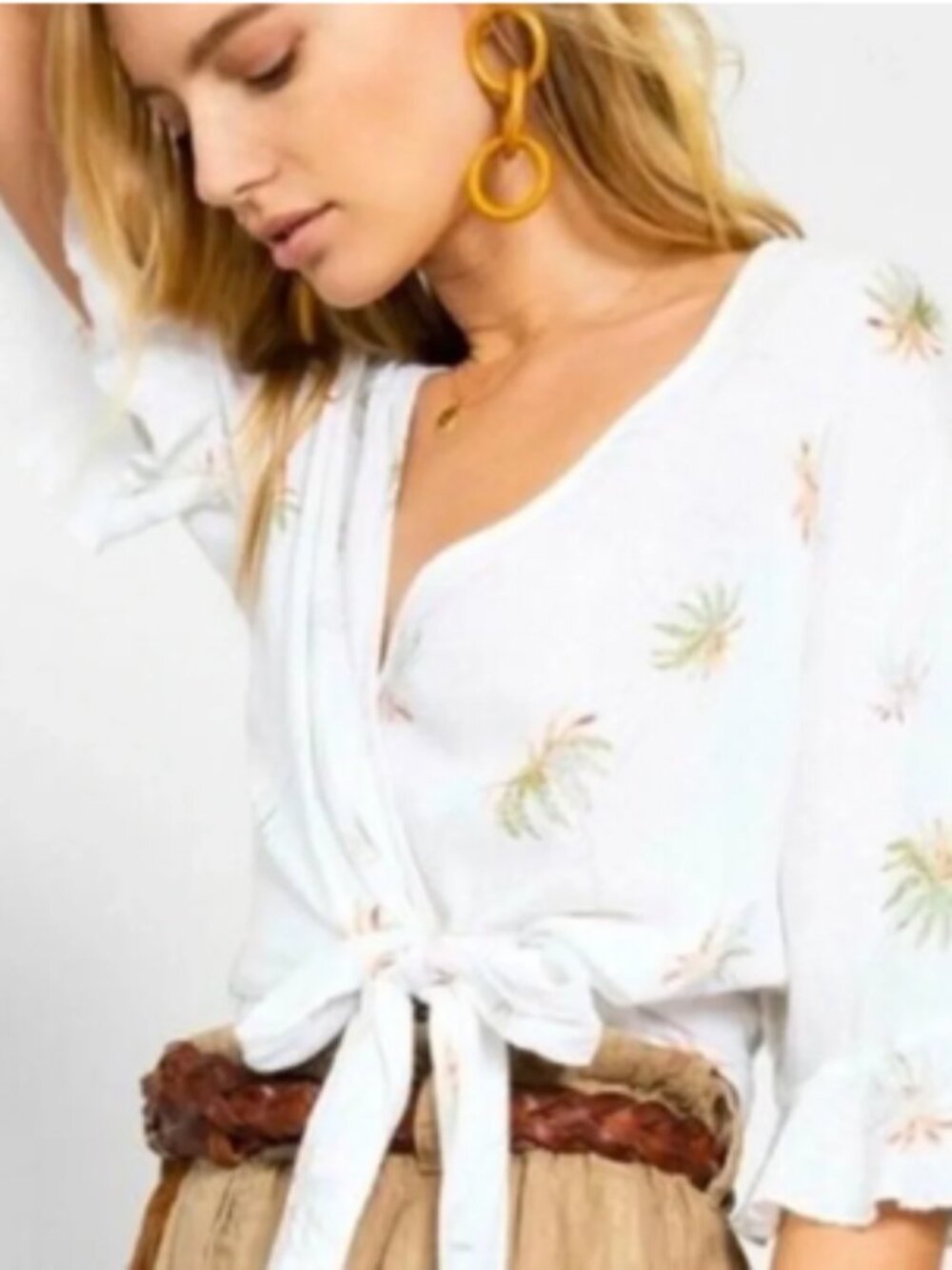 Rails Athena Palm Print Cropped Wrap Top - Size X-Small (EUC)